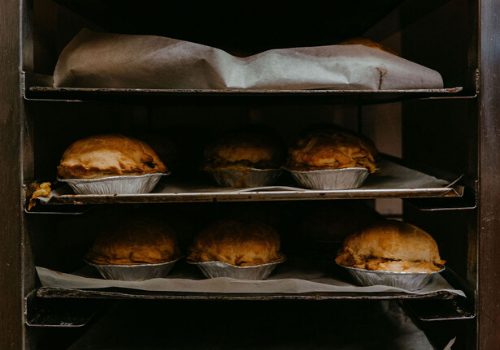 Pies coming out of the oven at Lochinver Larder